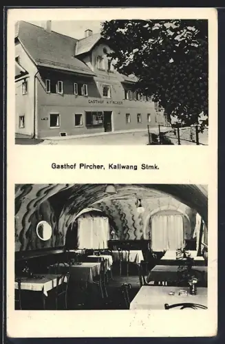 AK Kallwang, Gasthof Pircher, Aussen- und Innenansicht