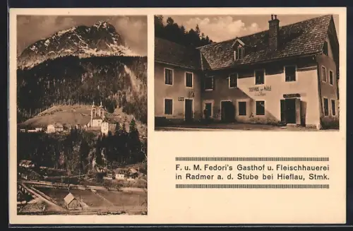 AK Radmer, F. und M. Fedoris Gasthof und Fleischhauerei, Panorama