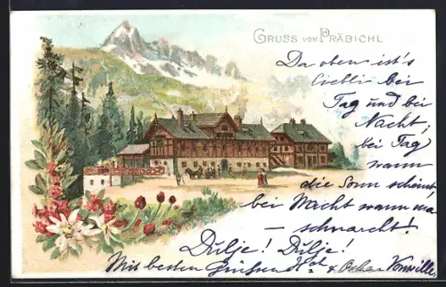Lithographie Präbichl, Gasthaus