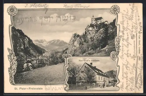 AK St. Peter /Freienstein, Karl Graf`s Gasthaus, Blick auf den Ort