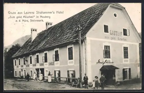 AK Neuberg a. d. Mürz, Laurenz Strahammer`s Hotel Zum gold. Hirschen