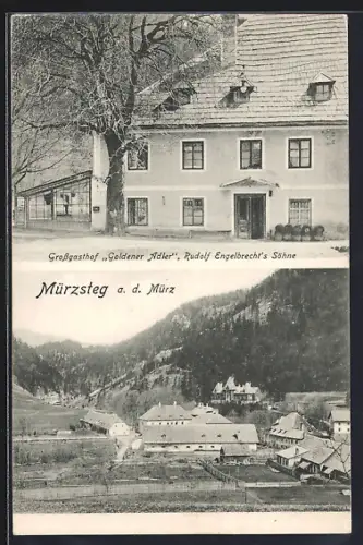 AK Mürzsteg, Grossgasthof Goldener Adler, Ortsansicht