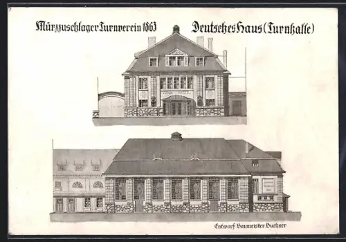 AK Mürzzuschlag, Turnverein von 1863, Deutsches Haus (Turnhalle)