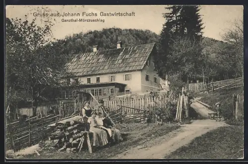 AK Ganzthal-Mürzzuschlag, Gasthaus von Johann Fuchs