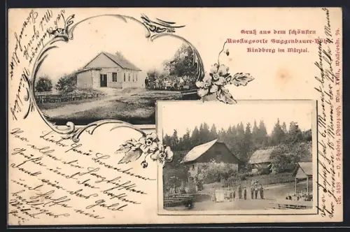 AK Kindberg im Mürztal, Gasthaus Guggenbauer-Höh mit Garten