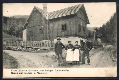 AK Mürzsteg, Gruss aus Dobrein, Gasthaus zum lustigen Blumenthaler von Franz Kaiser