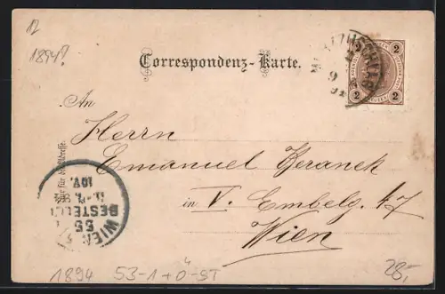 Vorläufer-Lithographie Mürzzuschlag /Steiermark, 1894, Hotel Lambach, Kaiserstein, Gansstein