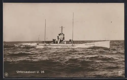 AK U-Boot U 25 bei ruhiger See