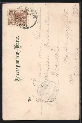 Vorläufer-Lithographie Mückenthürmchen im Böhm. Erzgebirge, 1894, Blick auf den Turm