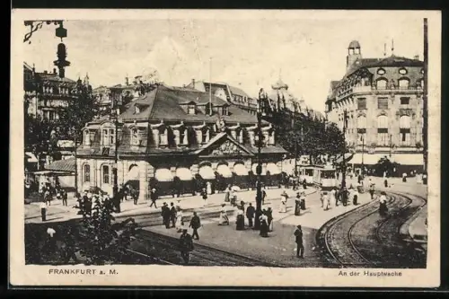 AK Frankfurt a. M., An der Hauptwache, Strassenbahn