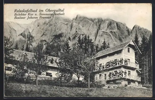 AK Kirchbach /Kärnten, Reisskofelbad im Obergailtal, Kurhotel, Besitzer J. Brunner