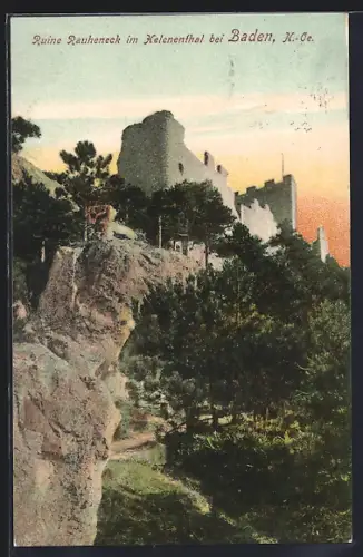 AK Baden / N.Oe., Rauheneck im Helenental, Ruine Rauheneck