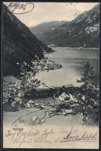 AK Hallstatt, Blick auf den Ort mit Hallstätter See