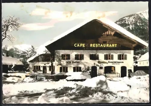 AK Weissenbach /Tirol, Café und Restaurant Hofer im Schnee