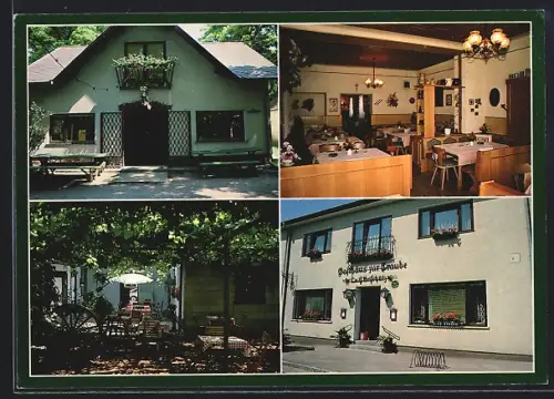AK Mannersdorf /M., Gasthof Zur Traube, Fam. Reischütz, Aussen- und Innenansicht