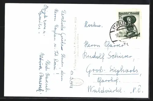 AK Schwarzenbach a. d. Pielach, Ortsansicht mit Kirche und umliegenden Bergen