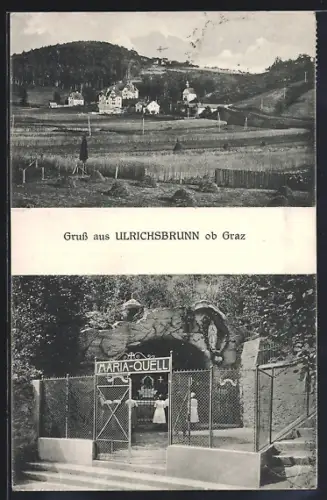 AK Graz, Ulrichsbrunn, Maria-Quell und Ortspanorama
