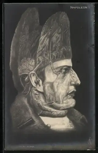 AK Porträt von Napoleon und seinen Kriegstaten, Metamorphose