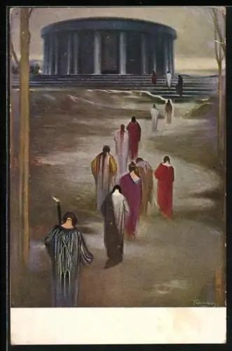 Künstler-AK Ludwig Fahrenkrog: Weg zum Tempel des Schweigens