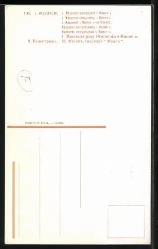 AK J. Massenet Manon verfassend