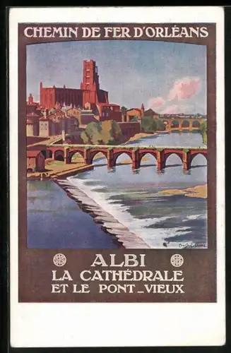 Künstler-AK Albi, La Cathedrale et le Pont-Vieux, Tourismus