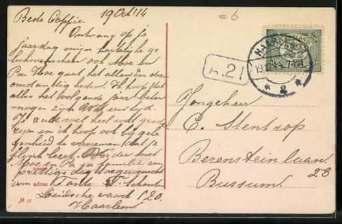 AK Haarlem, Kruisweg met winkels, Pferdebahn