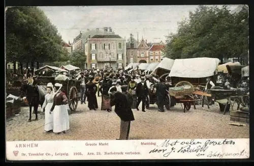 AK Arnhem, Groote Markt, Marktdag