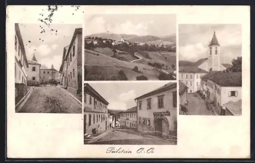 AK Peilstein, Strassenpartien mit Gasthaus von Karl Coringer, Kirche, Gesamtansicht