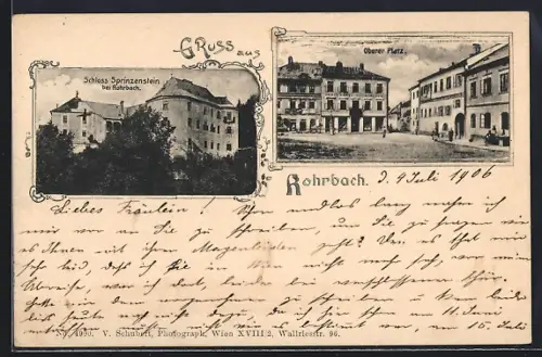 AK Rohrbach / O.Ö., Oberer Platz, Schloss Sprinzenstein