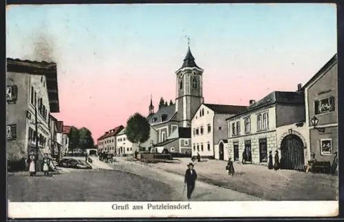 AK Putzleinsdorf, Strassenpartie im Ortskern