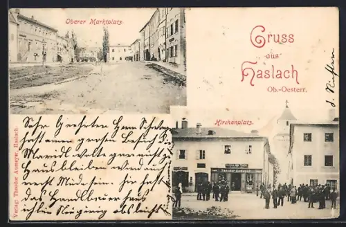 AK Haslach /Ob.-Oesterr., Oberer Marktplatz, Kirchenplatz