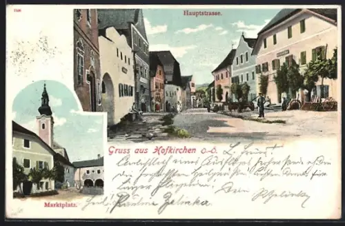 AK Hofkirchen, Marktplatz, Hauptstrasse mit Geschäften