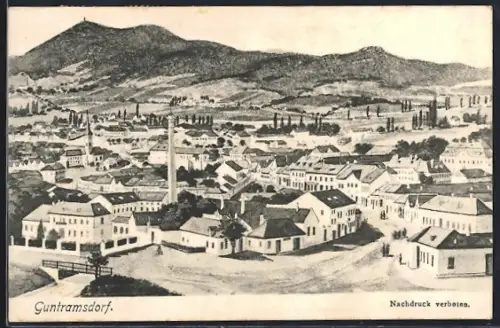 Künstler-AK Guntramsdorf, Teilansicht mit Bergen