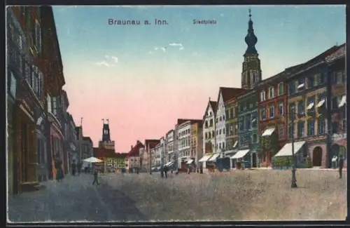 AK Braunau a. Inn, Partie am Stadtplatz