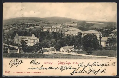 AK Kierling bei Gugging, Ortsansicht mit Hügelpanorama
