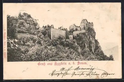 AK Aggsbach a. d. Donau, Blick zum Schloss Aggstein