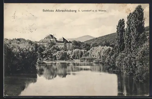 AK Loosdorf, Schloss Albrechtsberg vom Fluss betrachtet