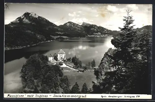AK Fuschlsee /Salzkammergut, Ausblick auf das Schloss und den See