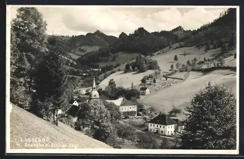 AK Laussa /O. Ö., Talblick mit Sauzahn und Schloss Kogl