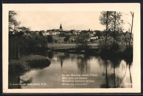 AK Haslach /O. D., Ortsansicht über Flusspartie