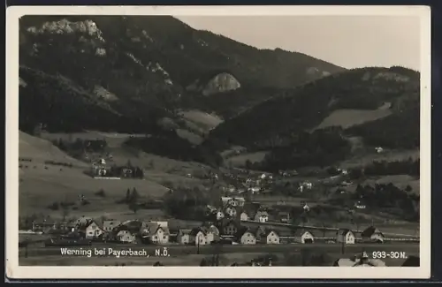 AK Werning bei Payerbach, Gesamtansicht mit Bergpanorama
