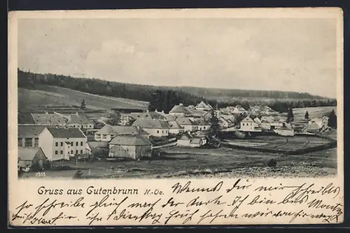 AK Gutenbrunn /N. Ö., Ortspanorama von einem Feld aus
