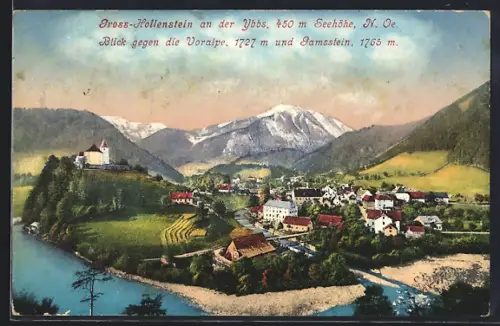 AK Gross-Hollenstein an der Ybbs, Blick gegen die Voralpe und Gamsstein