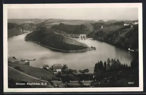 AK Neufelden, Blick auf den Stausee aus der Vogelschau