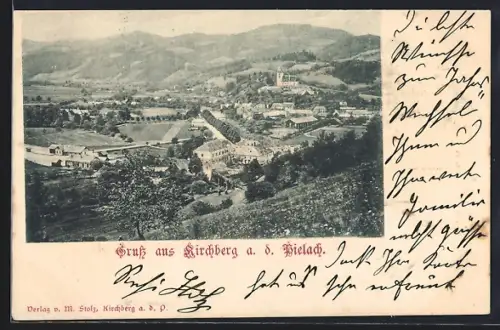 AK Kirchberg a. d. Pielach, Ortsansicht von einem Berghang aus