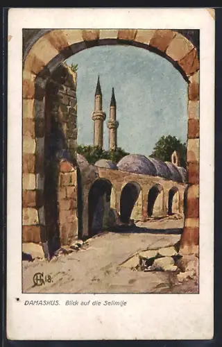 Künstler-AK Damaskus, Blick auf die Selimije