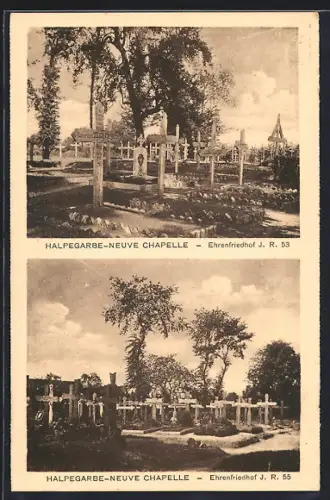 AK Halpegarbe-Neuve Chapelle, Gräber auf dem Ehrenfriedhof
