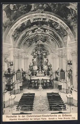 AK Grüssau, Hochaltar in der Cistercienser-Klosterkirche