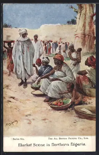 Künstler-AK Northern Nigeria, Market Scene