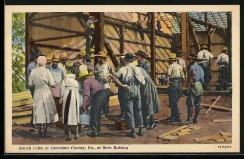 AK Amish Folks of Lancaster County at Barn Raising